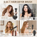 Blow Dryer Brush 5 in 1, Multi Ionic Hair Dryer Brush Set, Auto Air Wrap Hair Styler with 3 Temperature, Powerful Hair Styling Tools Set for Fast Drying, Curling, Straightening & Smoothing