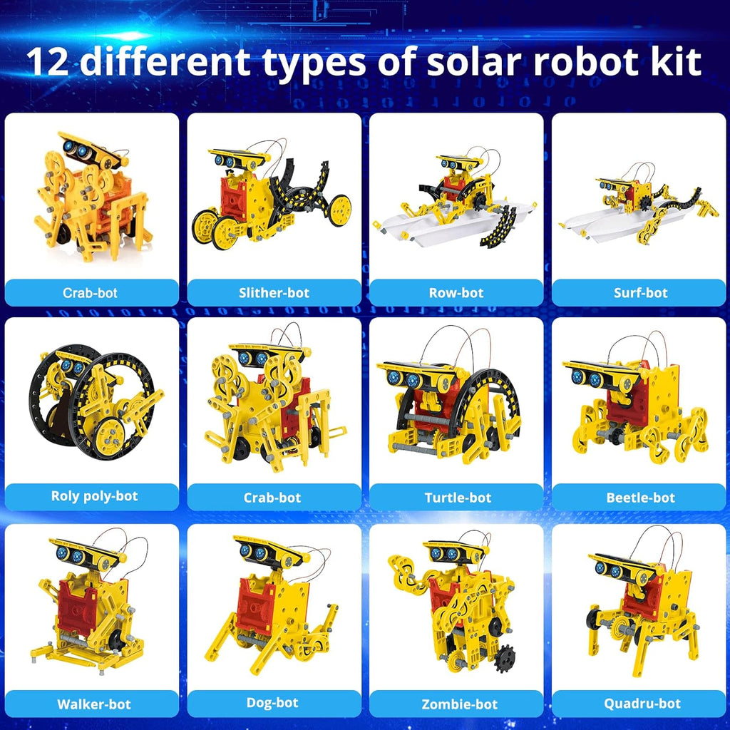 AESGOGO STEM Projects for Kids Ages 8-12, Solar Robot Science Building Kits, Birthday Gifts for 8 9 10 11 12-16 Year Old Boys Girls Teens, Robotics Powered by Sun or Battery(Not Include).