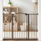 Regalo Home Accents Extra Wide Walk Thru Baby Gate, Includes Décor Hardwood, 4-Inch Extension Kit, 4-Inch Extension Kit, 4 Pack of Pressure Mount Kit and 4 Pack of Wall Cups and Mounting Kit