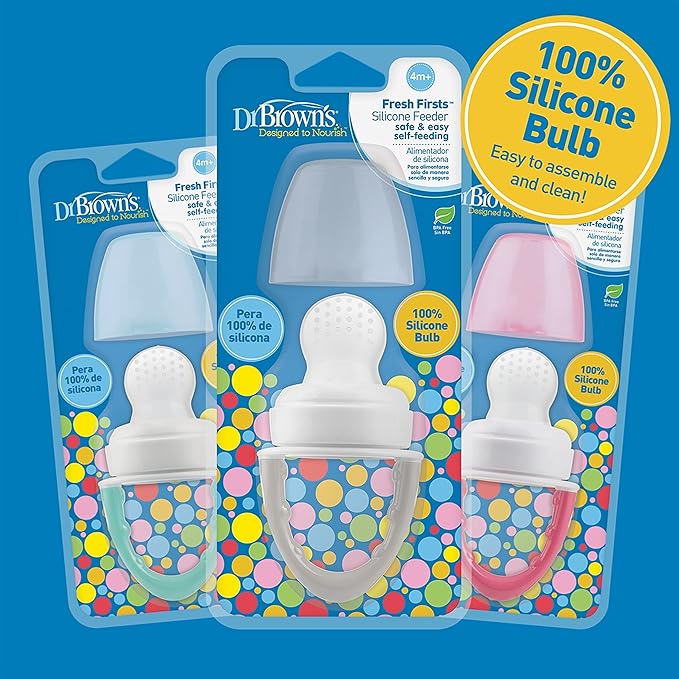 Dr. Brown's Fresh First Silicone Feeder, Mint & Grey, 2 Count (Pack of 12)