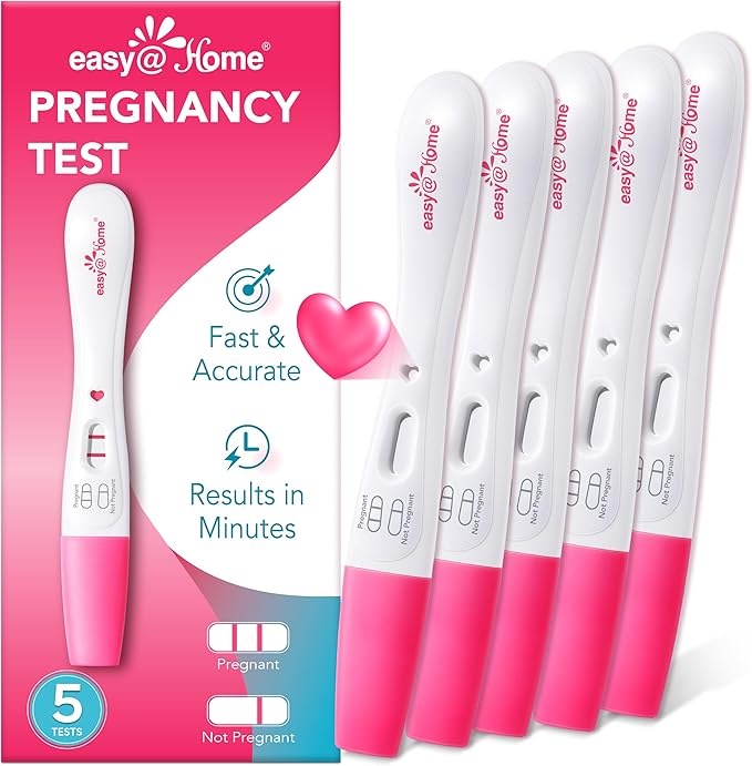 Easy@Home Smart Timing Pregnancy Test: Accurate Early hCG Detection - Fast Results & Easy to Use at-Home Tests with Love Heart Indicator | 5 Pack