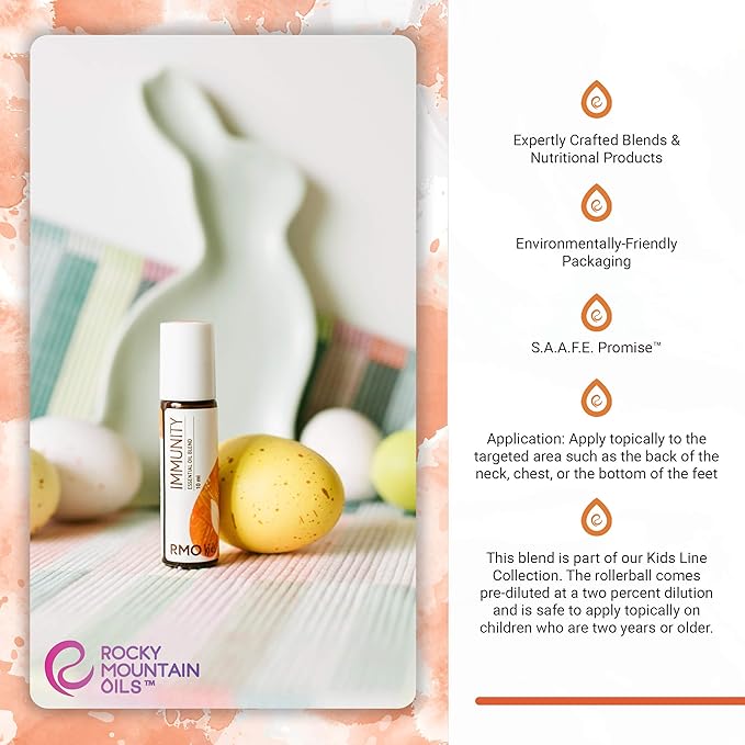 Rocky Mountain Oils Kids Line Immunity Essential Oil Roll On with Essential Oils - Kid Aromatherapy Oil - Booster for Kids - 10ml