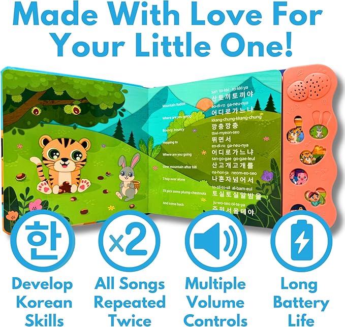 New! Learn Korean for Kids, Momo Learns Korean Vol. 1, Bilingual Korean Baby Book for Kids, Babies & Toddlers 1-3, Kids Board Book w/ Hangul, First Words & Songs, Language Toy for Preschoolers 0-3