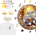 Wooden Puzzles for Adults - Couple Owl Wooden Jigsaw Puzzle - Unique Animal Shaped Wood Puzzles Adult - Creative Birthday Gift Family Game 100pcs