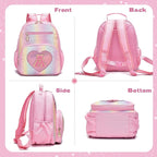 I IHAYNER Kids Glitter Lightweight Backpack for School Travel & Daycare, Toddler Backpack for Girls 3+ Preschool Kindergarten Elementary Kids Backpack-Rainbow Pink A