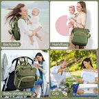 Baby Diaper Bag Backpack,Baby Shower Gifts, Multifunctional Travel Diaper Bag, Gifts for Mom with Portable Diaper Pad (Green)