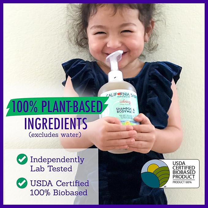 California Baby Calming Baby Shampoo + Baby Wash | 100% Plant-Based | Lavender Body Wash For Sensitive Skin | Hypoallergenic | 562 mL / 19 oz.