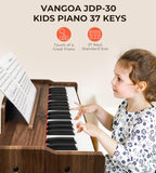Vangoa Kids Piano Keyboard, 37 Keys Digital Piano for Kids, Music Educational Instrument Toy, Wood Piano for Girls and Boys, Dark Brown