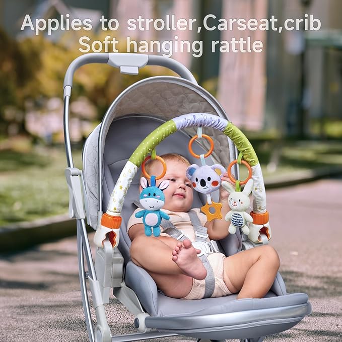 TUMAMA Baby Stroller Arch Toy,Portable Baby Mobile for Bassinet,Newborn Sensory Hanging Rattle Arch Toy for Babies Infants 0-12 Months
