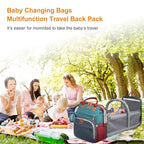 Baby Diaper Bags with Changing Station, Waterproof Diaper Bag Backpack for Moms Dads with USB Charging Port, Baby Shower Gifts, Large Capacity diaper backpack, Red-Green-Blue