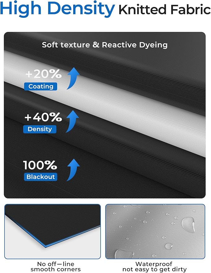 Sumobaby Blackout Curtains for Bedroom Portable 13"x40",No Drill Blackout Shades with Upgraded Hook&Loop Tapes,100% Black Out Window Cover,Thermal Insulated Blinds for Bedroom,Nursery(1 Panel,Black)