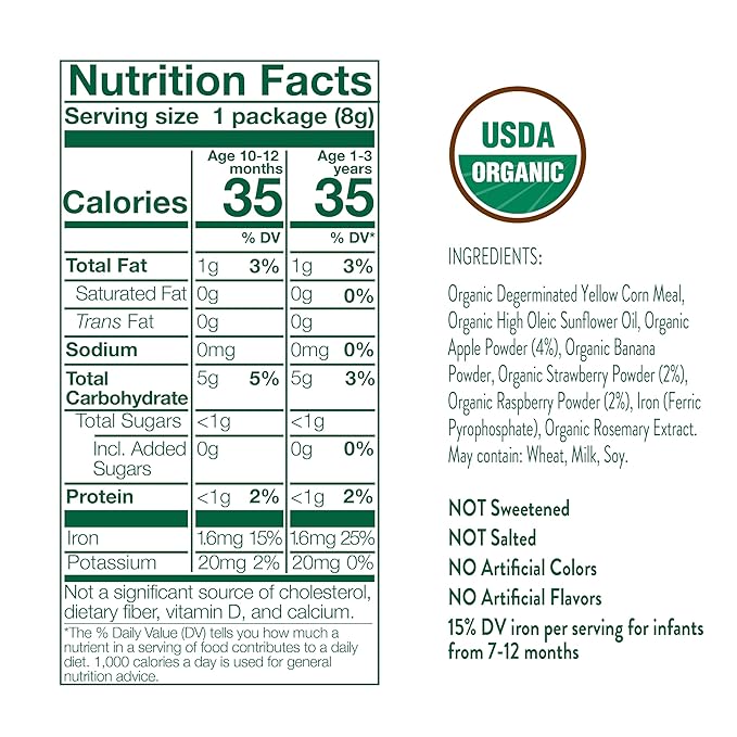 Little Bellies Organic Banana Softcorn Baby Snack (Pack of 18 x 0.28 oz Individual Packs)