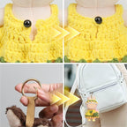 Handmade Clothes for 17cm Doll - 5-Piece Hand Crochet 17 cm Clothes Outfit with Woolen Doll Dress, Flower Hat, Shoulder Bag Accessories for Dress up 15cm/17cm Dolls Gift