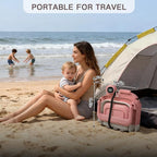 Collapsible Baby Bathtub for Newborn to Toddler (0-24 Months), Portable Baby Bath Tub for Travel, Newborn Bathtub with Soft and Supportive Cushion (Astronaut-Pink)