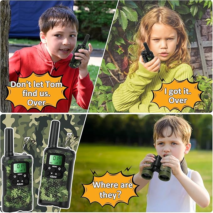 Walkie Talkies for Kids Toys for Boys Aged 5+ Outdoor Toys 2 Way Radio 22 Channel 3 Miles Range for Camp Hunt Adventure Game Birthday 6 7 8 9 10 Year Old Boys Gifts (Green)