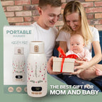 Portable Bottle Warmer for Travel 17oz Capacity - Fast Heating for Milk & Water, Portable Milk Warmer Suitable for Baby Outdoor, Airplane, and Car - Long Battery Life & Fast Charging