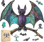 Wooden Puzzles for Adult -Bat Shaped Puzzls,300 Pieces,Unique Design Irregularly Shaped Wooden Jigsaw Puzzles for Adults and Kids,Family Game Puzzle Gifts, Halloween Jigsaw Puzzle,13.2 * 12.5Inch