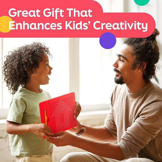 Magnetic Drawing Board for Kids & Toddlers with Beads and Magnet Stylus Pen - Magnetic Tablet Toy for Airplane & Car Ride Activities for Kids