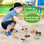 Farm Animal Toys, Realistic Farm Animal Figurines and Fence Playset, Includes Cow Pig Donkey Goat, Birthday Christmas Animal Gift Set for Kids Toddlers (Farm World)