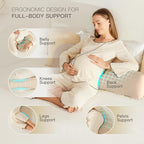 Pregnancy Pillow for Sleeping, Washable 100% Tencel Lyocell Cover, Adjustable H-Shaped Full Body Pillow for Side Sleepers, Silky Breathable, Cooling Maternity Pillow, Pregnancy Must Haves, Beige Grey