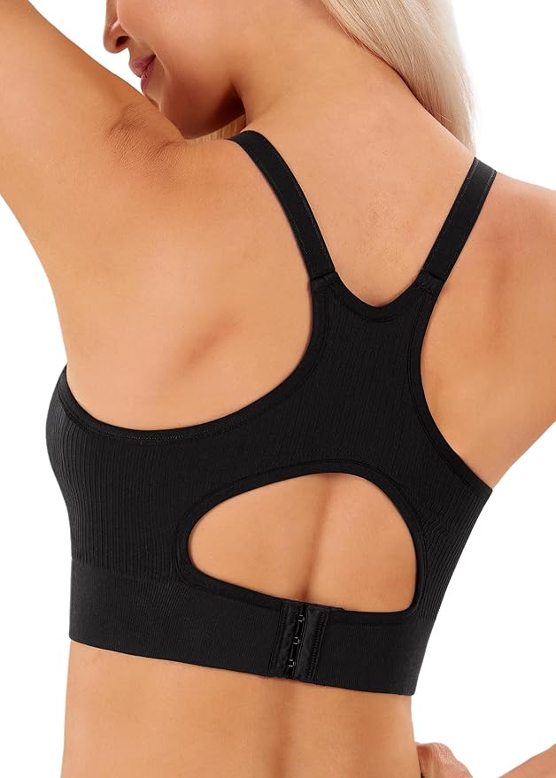 Angelhood Nursing Bras for Breastfeeding, Ribbed Nursing Sports Bra Yoga Maternity Bras Pregnancy Sleep Bralette