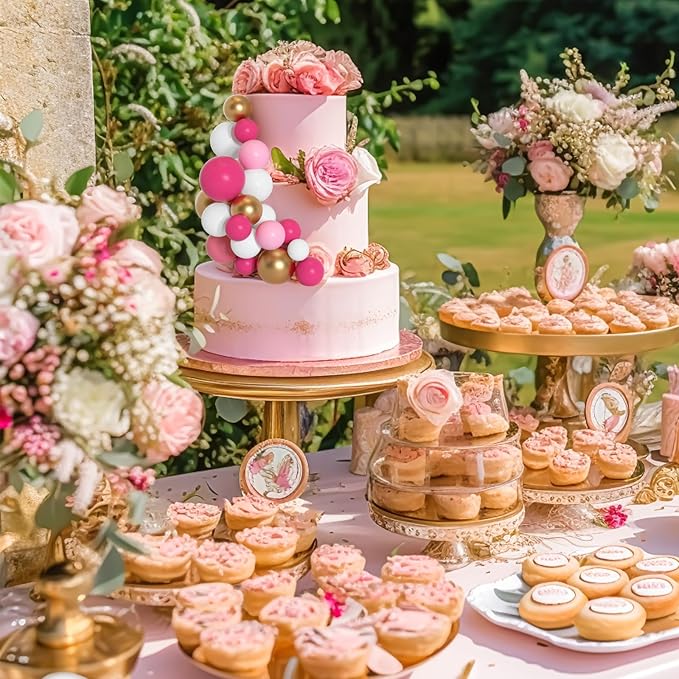 75 Pieces Cake Balls Topper Decorations Foam Cupcake Topper Mini Balloon Balls Cake Picks for Deco Birthday Party Wedding（Pink White Gold Series）