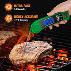 Digital Meat Thermometer for Grilling, Candy Thermometer Instant Read Food Thermometer Waterproof with Backlight for Cooking, Deep Fry, BBQ, Grill, Smoker and Roast (Green)
