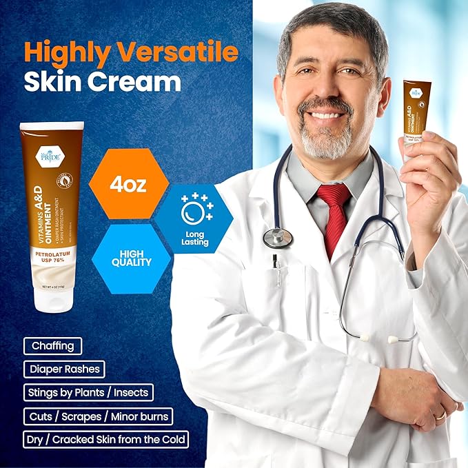 MedPride MPR-30456 Vitamins A and D Ointment, Diaper Rash Skin Protectant, 4 oz. Bottle