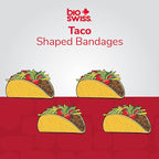 BioSwiss Bandages, Taco Shaped Self Adhesive Bandage, Latex Free Sterile Wound Care, Fun First Aid Kit Supplies for Kids, 24 Count