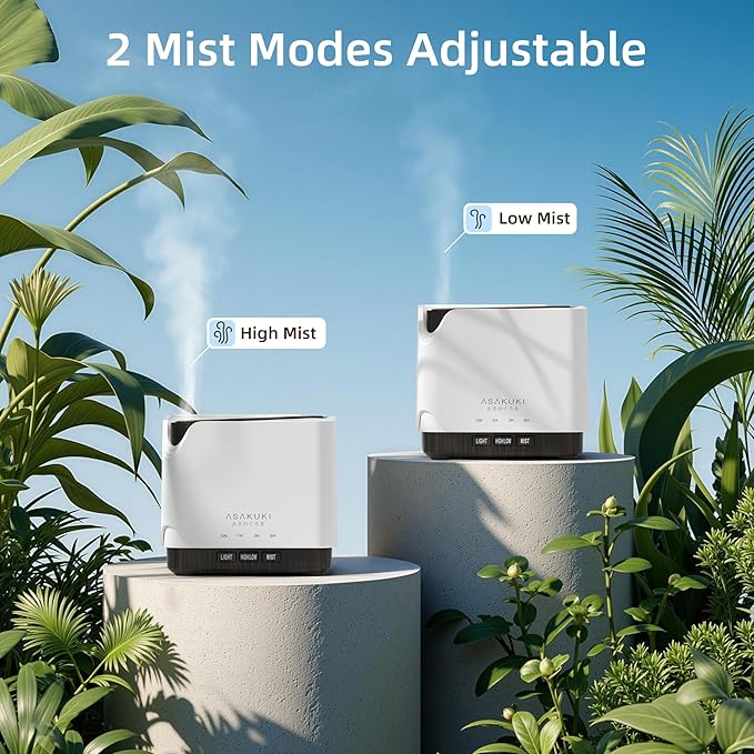 ASAKUKI Essential Oil Diffuser, Multifunctional Ultrasonic Aromatherapy Fragrant Oil Vaporizer Humidifier with Timer, Auto-Off Safety Switch, and 7 LED Light Colors, 700 ml (Brown Wood)