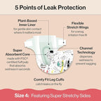 The Honest Company Clean Conscious Diapers for Delicate Skin | Up to 100% Leakproof | Hypoallergenic, Fragrance Free | Gender Neutral | Club Box, Size 4 (22-37 lbs), 54 Count (Prints May Vary)