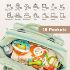 iniuniu Diaper Bag Backpack, 4 in 1 kit Large Unisex Baby Bags for Boys Girls, Waterproof Travel Back Pack with Diaper Pouch