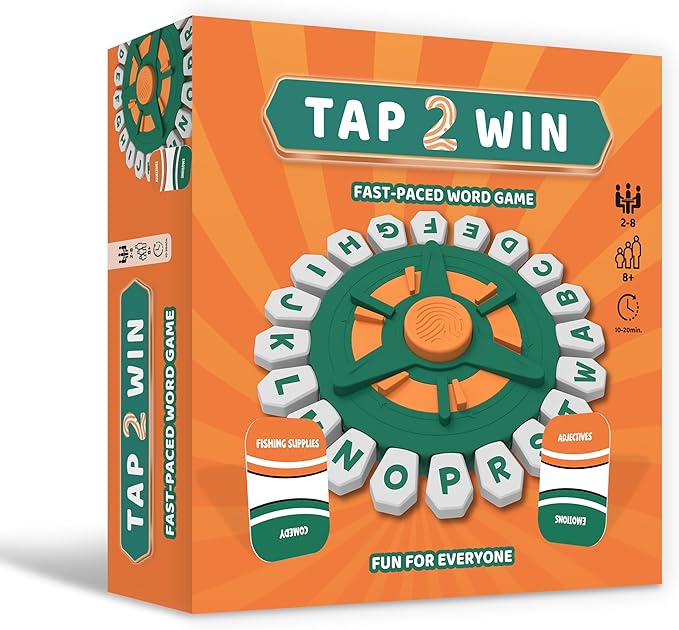 TAP 2 WIN Word Game | Fast-Paced Family & Party Board Game For Kids & Adults | 2-8 players race against the timer to name an answer that fits the round’s category | Learning Game Gifts for Ages 8 & up