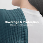 Comfy Cubs Muslin Burp Cloths 20" x 10", Pack of 10 - Large, 6-Layer, Ultra Absorbent 100% Cotton for Baby Drool and Messes - Soft, Safe & Gentle Baby Burp Cloths for Boys & Girls - Neptune