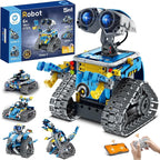 Sillbird Robot Building Kit with Remote Control STEM Gifts for Boys Ages 8-12, Technic Coding Robotic Toys for Kids Birthday, Build 5in1 Models with 488 Pieces - Blue