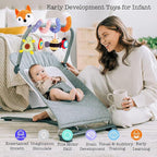 Car Seat Toys, Baby Plush Spiral Hanging Toys for Stroller Crib Bar Bassinet Car Seat Mobile with Music Box BB Squeaker Rattles- Orange Fox