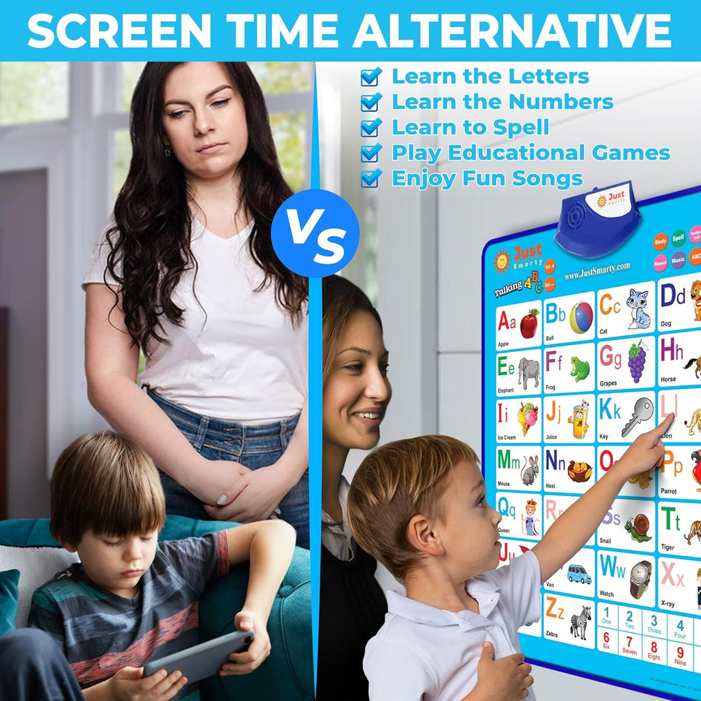 Just Smarty Alphabet Wall Chart for Toddlers 1-3 | ABCs & 123s Kids Learning Toy | Educational Gift for Infant Ages 1 2 3 4 5 | Speech Therapy for Kids 1-3 | Autism Toys for Toddlers 3-4
