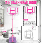 Kids Basketball Hoop with Stand, Adjustable Basketball Set, Toddler Basketball Toys for Boys Age 3 4 5 6 7 8, Indoor Outdoor Backyard Sport Game Gifts Pink