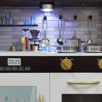 Wooden Play Kitchen Toy Set with Light, Kids Children Pretend Toy Kitchen Playset with Sink Play Toy,Oven Microwave,Toddler Cooking Set Toy for Ages 3+ Baby Girls Boys