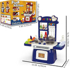 Kitchen Set for Toddler with Sound and Light，Pretend Cooking Food Set,Kids Kitchen Playset，Play Sink with Running Water and Electronic Induction Stove，Kitchen Accessories (Lyons Blue Kitchen)