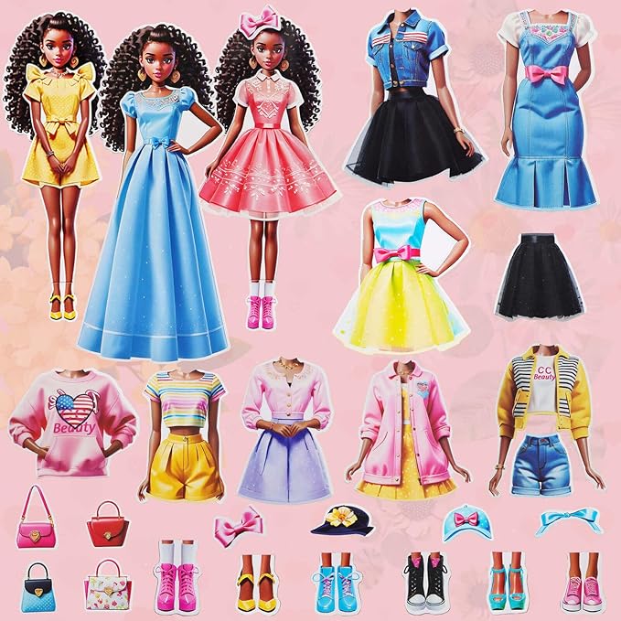 Magnetic Dress Up Dolls, Magnetic Princess Dress Up Paper Dolls, Magnetic Dress Up Dolls for Girls Ages 4-10 Learning Created Imagine Set Birthday Gift (May)