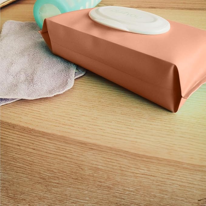 purifyou Portable Baby Wipe Case Travel Holder - Refillable Wipe Dispenser Pouches, Keeps Wipes Fresh & Moist, Lightweight, Durable, for Car, Diaper Bag, Stroller, Home & Travel (Set of 5, Pink)