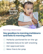 Amara Breakfast Oat Melts - Organic Toddler Snack - Single Serve Fiber-Packed Oat Bites with Real Fruit, No Added Sugar, Quick Dissolving, Blueberry - 12 Pack