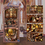 Book Nook Kit Music, DIY Miniature House Kit Book Nook, 3D Wooden Puzzle Bookshelf Insert Diorama Kit with Led Light for Teens and Adults (Timeless Melody)