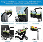 Accmor Stroller Cup Holder with Phone Holder, Bike Cup Holder, Universal Cup Holder for Uppababy Nuna Doona Strollers, 2-in-1 Cup Phone Holder for Stroller, Bike, Wheelchair, Walker, Scooter