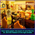 FUNWHOLE Cyberpunk Japanese-Izakaya Lighting-Building-Bricks Set - Cyberpunk Neon City Future Pub Japanese Street View House Collection LED Light Model Set 1987 Pcs for Adults and Sci-fi Lovers