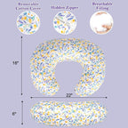 Nursing Pillow & Breastfeeding Pillow – Ergonomic C-Shape for Breastfeeding & Bottle Feeding, Standard Size Breathable with Washable Cover, Hypoallergenic,Tummy Time & Sitting Support (0-18Months)