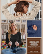 3 Pack Women's Nursing Long Sleeve Tops Breastfeeding Thermal Sweaters with Hidden Zipper Maternity Ribbed Shirts