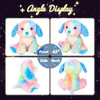 Hopearl Colorful LED Plush Puppy Lighting Up Dog Stuffed Animal Floppy Pup Night Lights Glow in The Dark Birthday Festival for Kids Toddler Girls, Rainbow, 10.5''