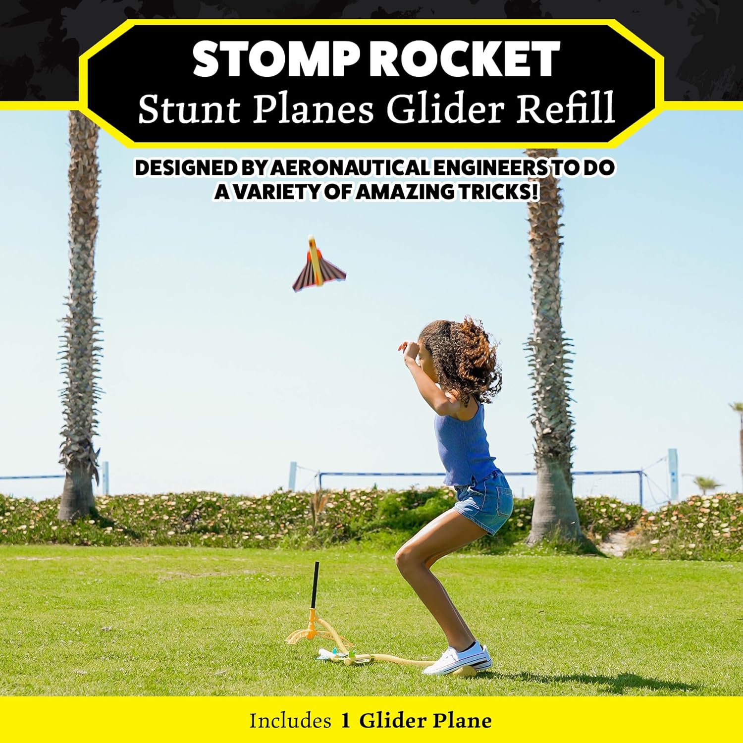 Stomp Rocket Stunt Airplane Refill - Glider Plane Launcher for Kids - Soars Over 100 Feet - Fun Outdoor Toy & Gift for Boys or Girls